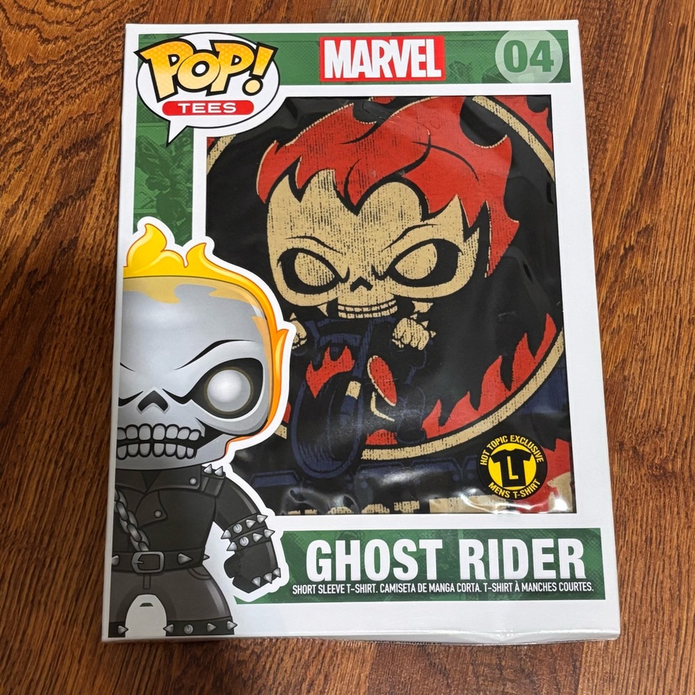 Marvel Johnny Blaze Pop Tee with Red and Black Design Ghost Rider LARGE